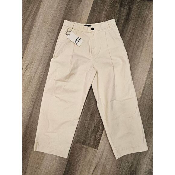 ZARA Womens Wide Leg Cropped Pants Size 30 - Picture 1 of 7